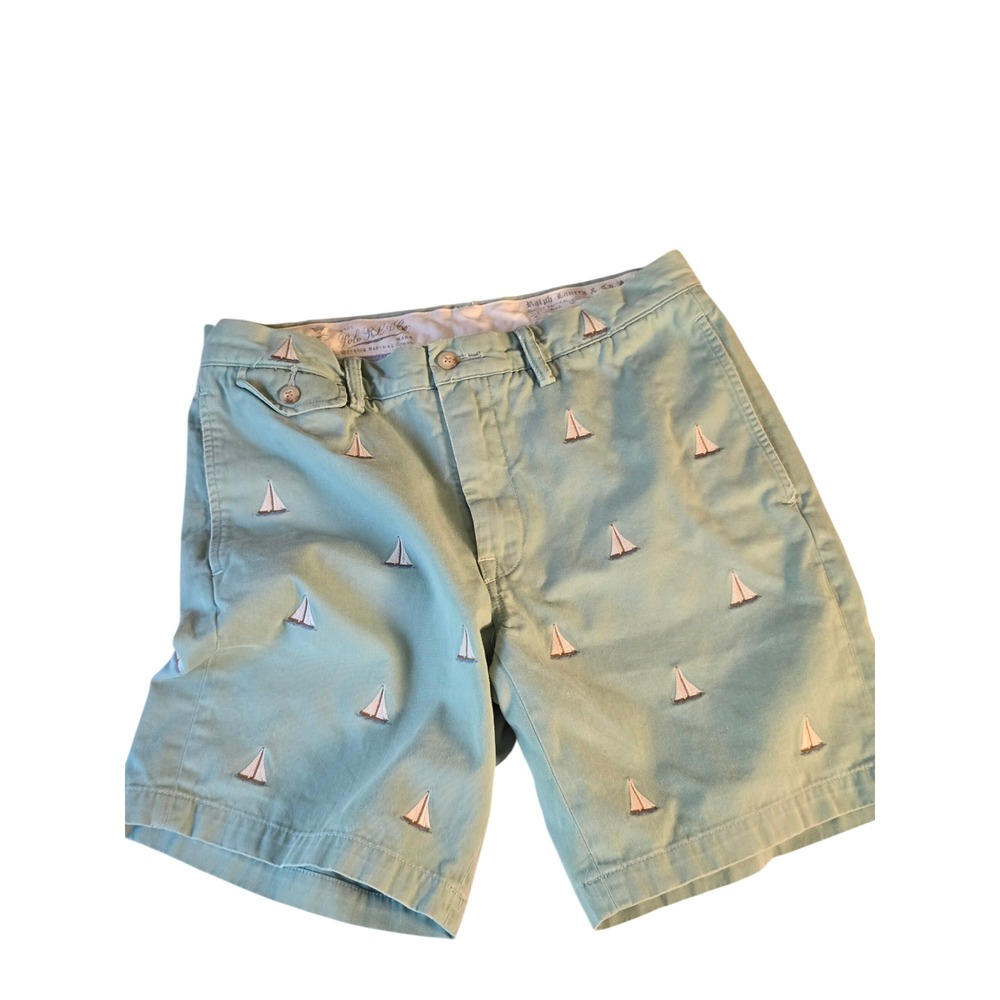 Polo Ralph Lauren Mens 32 SlmFit Sailboat Embroidered Shorts Mint Green Nautical